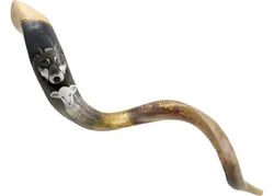 Artistic Yemenite Kudu Shofar- "Wolf Will Lie With The Lamb"