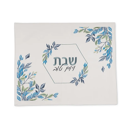Faux Leather Challah Cover- Blue Flowers