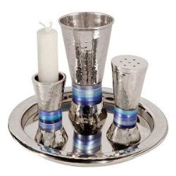 Havdallah Set - Hammer Work - Rings - Blue