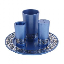 Havdallah Set + Metal Cutout Pomegranates - Blue