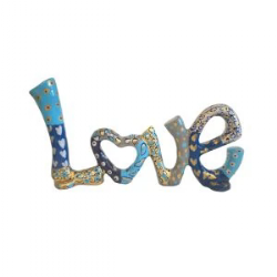 Standing Words + Hand painted - LOVE - Blue
