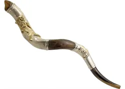 Silver Plated Kudu Yemenite Shofar - The Lion of Judah