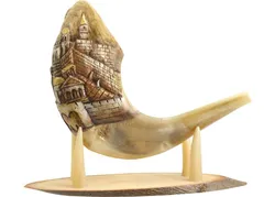 Hand-Engraved Ram's Horn Shofar - Jerusalem City