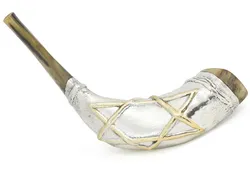Silver Plated Ram Shofar - Magen David