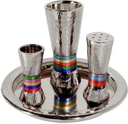 Havdallah Set - Hammer Work - Rings - Multicolor