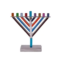 Small Hanukkah Menorah - Chabad - Multicolor