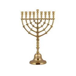 Brass Hanukkah Menorah 34 cm Leaves