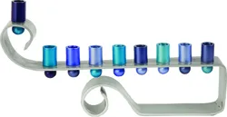 Hanukkah Menorah - Curl - Blue