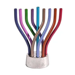 Hanukkah Menorah - Flame - Multicolor