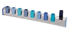 Hanukkah Menorah - Sqaures + Hammer Work - Blue