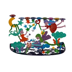 Children's Hanukkah Menorah - Laser Cut + Hand Painted - Fairies