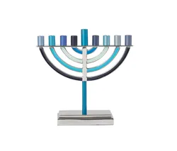 Small Classic Hanukkah Menorah - Blue