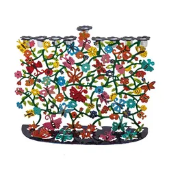 Hanukkah Menorah - Laser Cut-Hand Painted - Butterflies