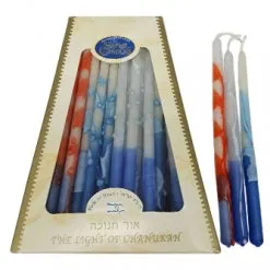 Hanukkah candles- Colorful decorated- handmade Galilee style- made in Israel