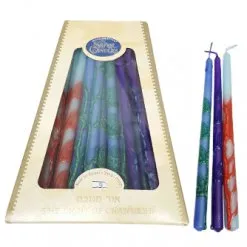Hanukkah candles- Colorful decorated- handmade Galilee style- made in Israel