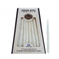 Hanukkah candles- White decorated- handmade Galilee style- made in Israel
