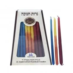 Hanukkah candles- Colorful decorated- handmade Galilee style- made in Israel