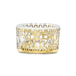 Salt Dish - Glass + Metal Cutout - Jerusalem - Brass